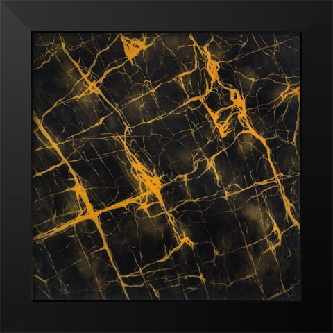 BLACK AND GOLD MARBLE Black Modern Wood Framed Art Print by Atelier B Art Studio