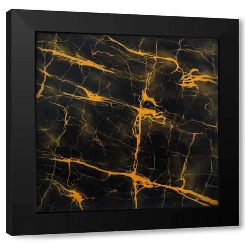 BLACK AND GOLD STORM Black Modern Wood Framed Art Print with Double Matting by Atelier B Art Studio