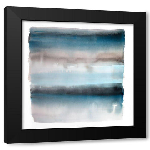 BLUE STRIPES Black Modern Wood Framed Art Print by Atelier B Art Studio