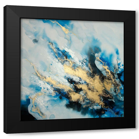 BLUE MARBLE Black Modern Wood Framed Art Print with Double Matting by Atelier B Art Studio