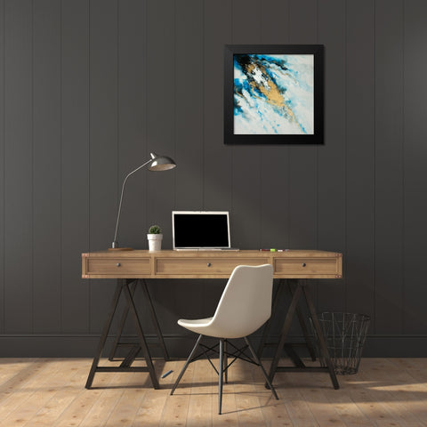 BLUE AND GOLD MARBLE Black Modern Wood Framed Art Print by Atelier B Art Studio