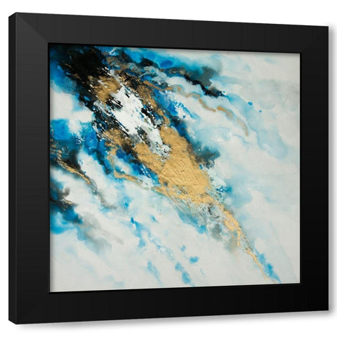 BLUE AND GOLD MARBLE Black Modern Wood Framed Art Print by Atelier B Art Studio