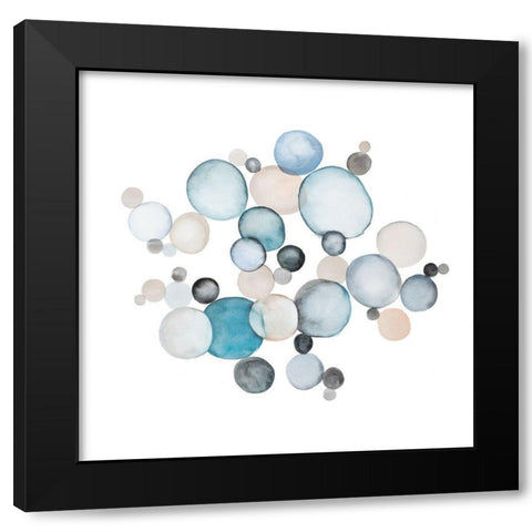 ROUND PEBBLES Black Modern Wood Framed Art Print with Double Matting by Atelier B Art Studio