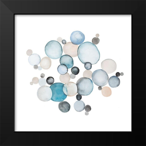 ROUND PEBBLES Black Modern Wood Framed Art Print by Atelier B Art Studio