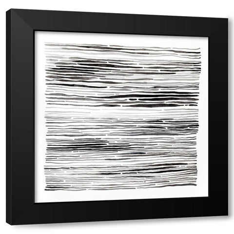 GRAY GROOVES Black Modern Wood Framed Art Print by Atelier B Art Studio