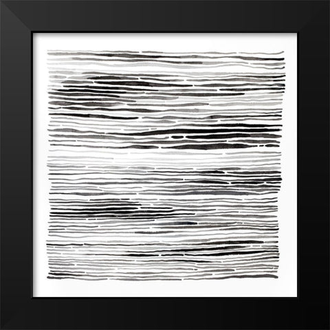 GRAY GROOVES Black Modern Wood Framed Art Print by Atelier B Art Studio