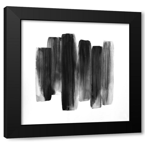 BLACK SHAPES Black Modern Wood Framed Art Print by Atelier B Art Studio