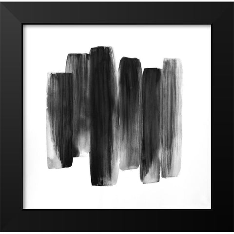 BLACK SHAPES Black Modern Wood Framed Art Print by Atelier B Art Studio
