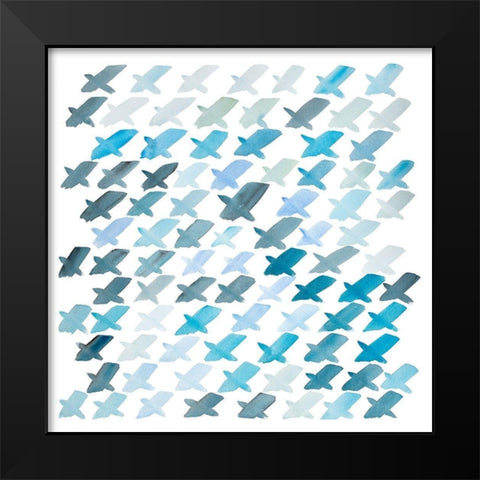 X PATTERN Black Modern Wood Framed Art Print by Atelier B Art Studio