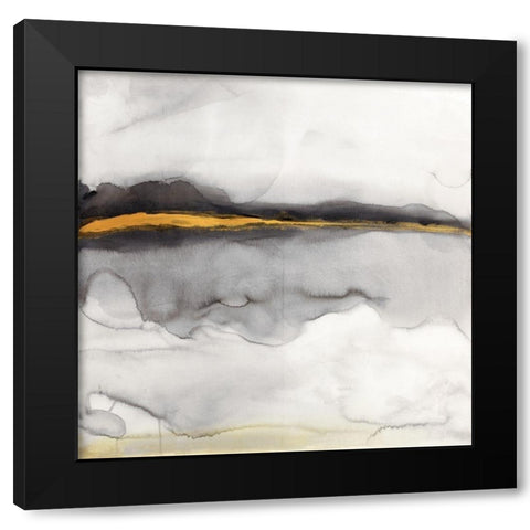GOLD STRIPE ABSTRACT Black Modern Wood Framed Art Print with Double Matting by Atelier B Art Studio