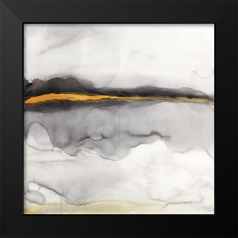 GOLD STRIPE ABSTRACT Black Modern Wood Framed Art Print by Atelier B Art Studio