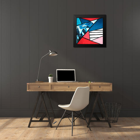 DIAGONAL UNITY Black Modern Wood Framed Art Print by Atelier B Art Studio