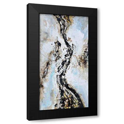 ABSTRACT AND TEXTURIZED PAINT SPLASH Black Modern Wood Framed Art Print by Atelier B Art Studio