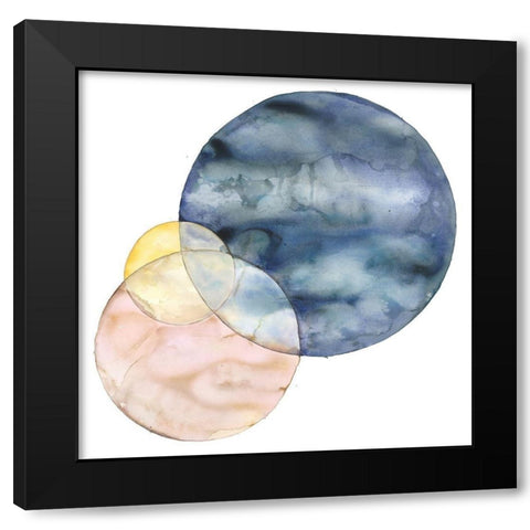CIRCLES Black Modern Wood Framed Art Print with Double Matting by Atelier B Art Studio