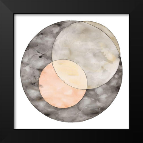 CIRCLES CROSSING Black Modern Wood Framed Art Print by Atelier B Art Studio