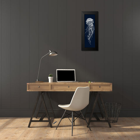 DETAILED JELLYFISH ILLUSTRATION Black Modern Wood Framed Art Print by Atelier B Art Studio