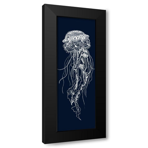 DETAILED JELLYFISH ILLUSTRATION Black Modern Wood Framed Art Print with Double Matting by Atelier B Art Studio