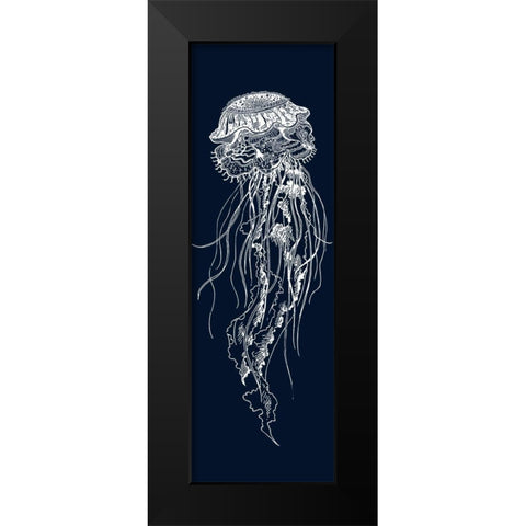 DETAILED JELLYFISH ILLUSTRATION Black Modern Wood Framed Art Print by Atelier B Art Studio