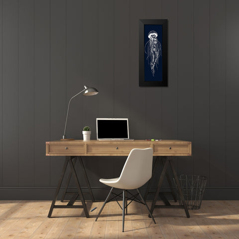 WHITE JELLYFISH ILLUSTRATION Black Modern Wood Framed Art Print by Atelier B Art Studio