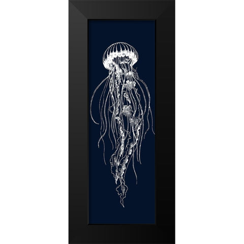 WHITE JELLYFISH ILLUSTRATION Black Modern Wood Framed Art Print by Atelier B Art Studio