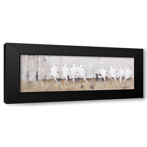EIGHT PERCHED BIRDS Black Modern Wood Framed Art Print with Double Matting by Atelier B Art Studio