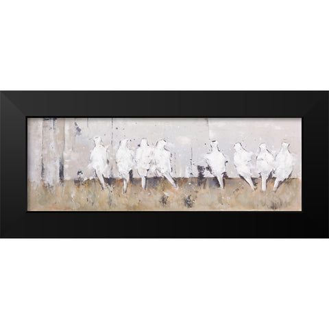 EIGHT PERCHED BIRDS Black Modern Wood Framed Art Print by Atelier B Art Studio