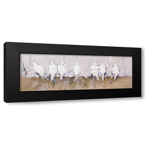 ABSTRACT PERCHED BIRDS Black Modern Wood Framed Art Print with Double Matting by Atelier B Art Studio