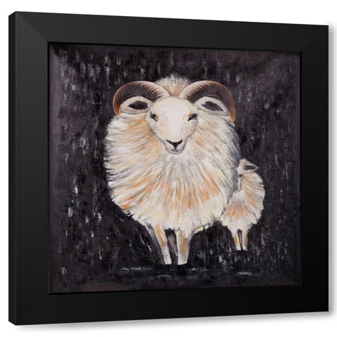 TWO BUSHY RAM Black Modern Wood Framed Art Print with Double Matting by Atelier B Art Studio