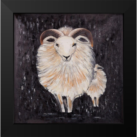 TWO BUSHY RAM Black Modern Wood Framed Art Print by Atelier B Art Studio