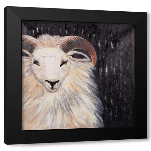 BUSHY RAM Black Modern Wood Framed Art Print by Atelier B Art Studio