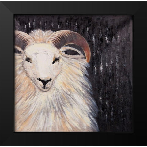 BUSHY RAM Black Modern Wood Framed Art Print by Atelier B Art Studio