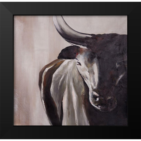 BULL HEAD FRONT VIEW Black Modern Wood Framed Art Print by Atelier B Art Studio