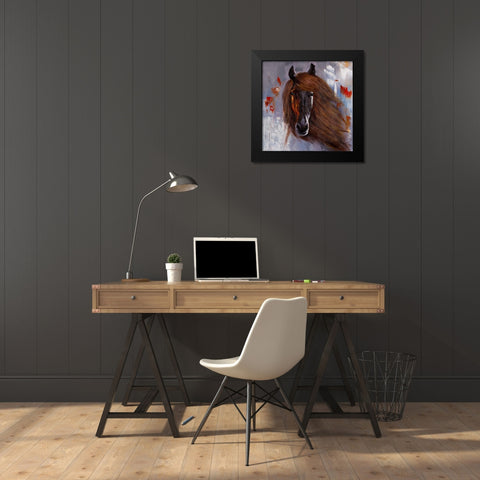 PROUD BROWN HORSE Black Modern Wood Framed Art Print by Atelier B Art Studio