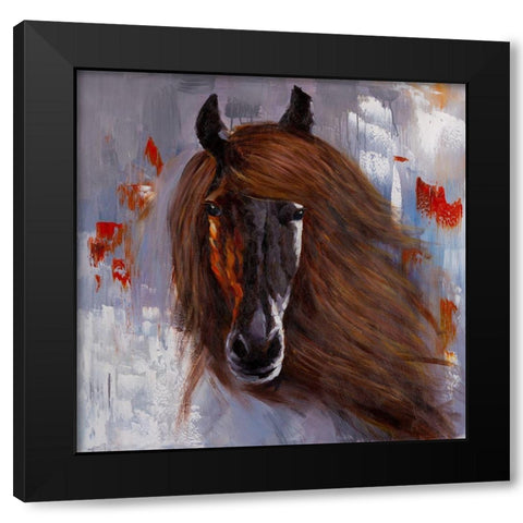 PROUD BROWN HORSE Black Modern Wood Framed Art Print with Double Matting by Atelier B Art Studio