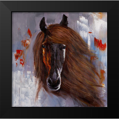 PROUD BROWN HORSE Black Modern Wood Framed Art Print by Atelier B Art Studio