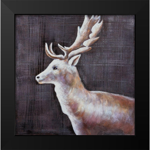 DEER PROFILE VIEW IN THE DARK Black Modern Wood Framed Art Print by Atelier B Art Studio