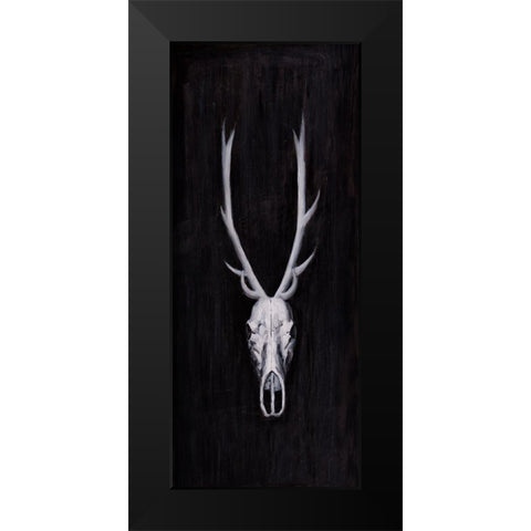 DEER SKULL ON BLACK BACKGROUND Black Modern Wood Framed Art Print by Atelier B Art Studio