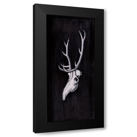 DEER SKULL IN THE DARK Black Modern Wood Framed Art Print with Double Matting by Atelier B Art Studio