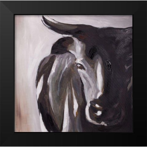 BULL HEAD CLOSEUP Black Modern Wood Framed Art Print by Atelier B Art Studio