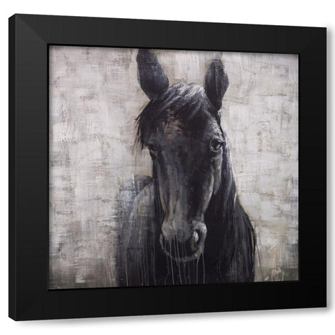 BLACK HORSE Black Modern Wood Framed Art Print by Atelier B Art Studio