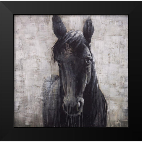 BLACK HORSE Black Modern Wood Framed Art Print by Atelier B Art Studio