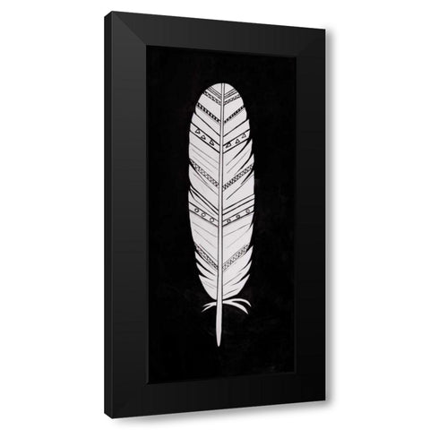 Bird Feather Black Modern Wood Framed Art Print with Double Matting by Atelier B Art Studio