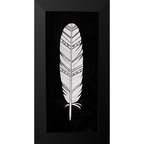 Bird Feather Black Modern Wood Framed Art Print by Atelier B Art Studio