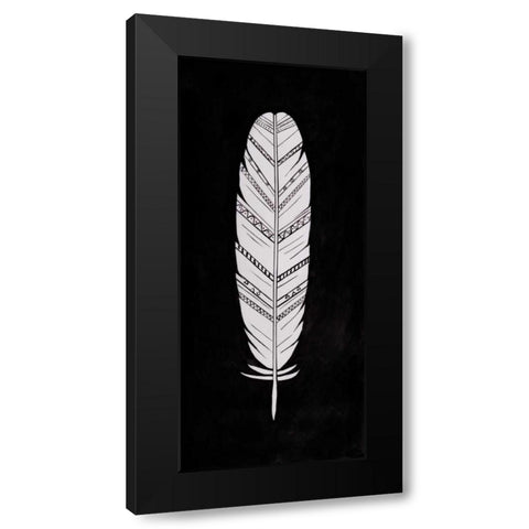White Feather Black Modern Wood Framed Art Print by Atelier B Art Studio
