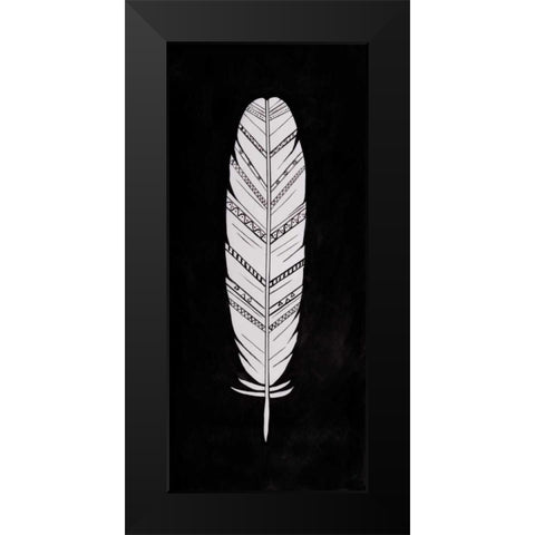 White Feather Black Modern Wood Framed Art Print by Atelier B Art Studio