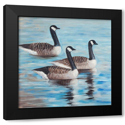 Bustards in the Water Black Modern Wood Framed Art Print by Atelier B Art Studio