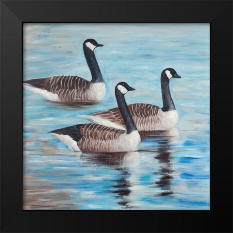 Bustards in the Water Black Modern Wood Framed Art Print by Atelier B Art Studio