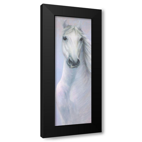 POWERFUL WHITE HORSE Black Modern Wood Framed Art Print by Atelier B Art Studio