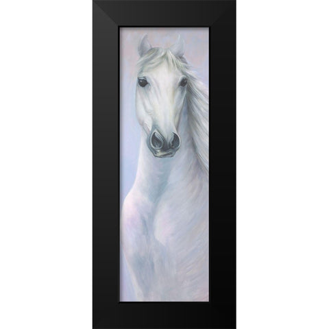 POWERFUL WHITE HORSE Black Modern Wood Framed Art Print by Atelier B Art Studio