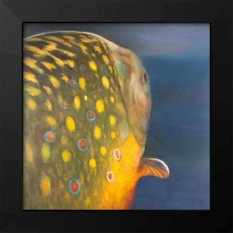 Golden Trout Fish Black Modern Wood Framed Art Print by Atelier B Art Studio